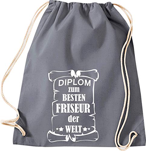 Camiseta stown Turn Bolsa Diploma Peluquería el mejor del mundo, gris