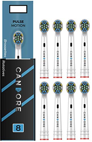 Candore [Pulse Motion] - 8 cabezales de repuesto para cepillos de dientes eléctricos y cabezales giratorios compatibles con Oral-B