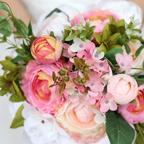 CASEYDRESS Ramo Hold para flores artificiales, Romántica Rosa 4 Color Decoración de la Boda Novias Dama de honor Ramo 2019