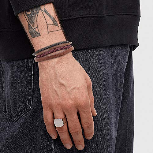 Casisto.J Pulsera Hombre - Pulsera Cuero Hombre Brazalete Trenzado de Varias Capas en Negro y marrón con tamaño Ajustable Grabado Magnético Corchete Regalo de joyería Gratis en Caja (XBTG37)