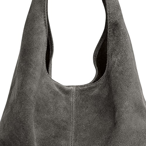 Caspar TL767 Bolso de Hombro de Piel de Ante para Mujer, Color:gris oscuro, Talla:Talla Única