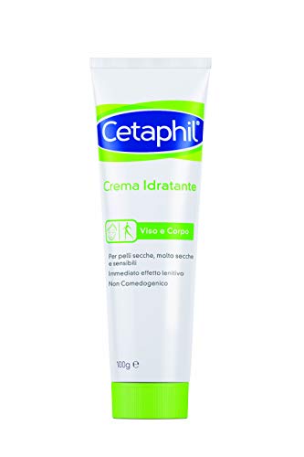 Cetaphil - Crema Hidratante Rostro y Corporal para Pieles Secas, Muy Secas, Sensibles y Dañadas por Condiciones Patológicas como Psoriasis, Rosácea y Eczema, Efecto Calmante, Formato Viaje 100 g