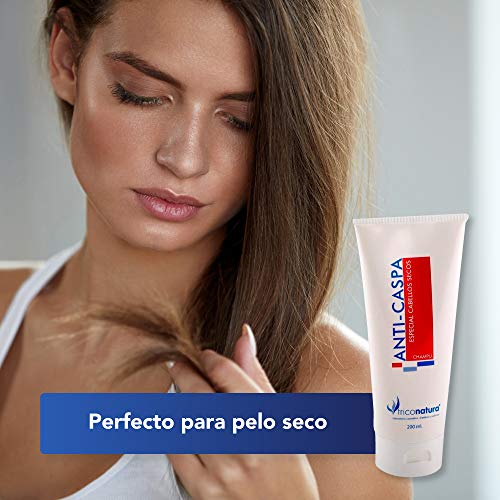 Champú Anti caspa pelo seco natural especial cabello secos con caspa / Eccemas Rojeces Picores mejor uso frecuente 200ml para cuero cabelludo sensible