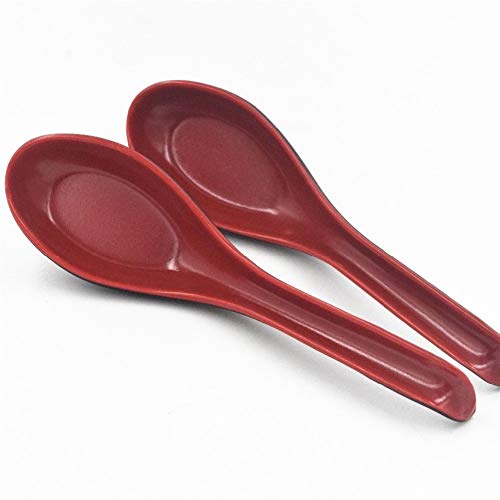 chenran Accesorios 1/2/5 Unids Negro Rojo Cuchara De Plástico Cubiertos De Hogar Avena Plato Cena China Cuchara De Sopa De Cuchara for Restaurante En Casa Regalo (Size : 5pcs)