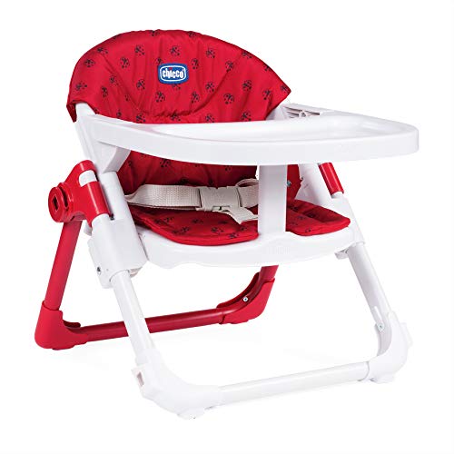 Chicco Chairy - Elevador asiento de silla regulable 4 posiciones, ligero y transportable, 6-36 meses, color rojo estampado mariquitas (Ladybug)