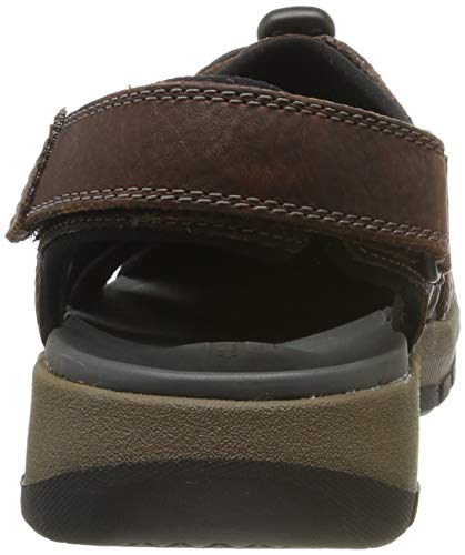 Clarks Brixby Cove, Sandalia con Pulsera para Hombre, Marrón (Dark Brown Leather -), 41 EU