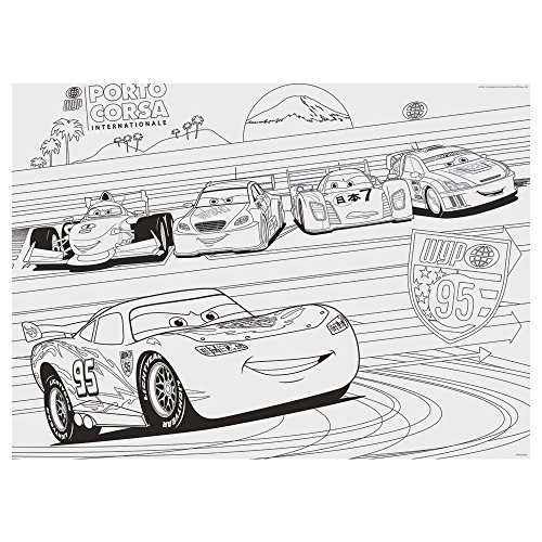 ColorBaby - Cars puzzle 60 piezas y doble cara coloreable, 50 x 35 cm (42662)