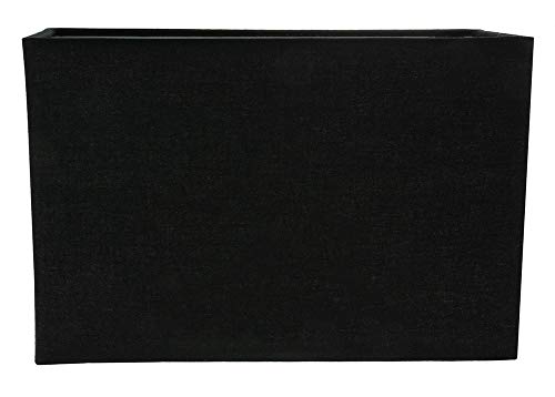 Contemporánea y elegante pantalla de lámpara rectangular de tela de lino negro azabache por Happy Homewares