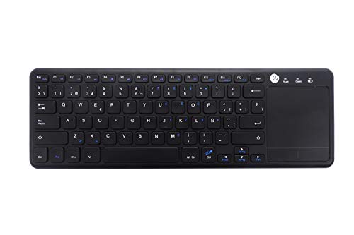 CoolBox Cooltouch - Teclado inalámbrico 2.4Ghz con touchpad multitáctil para PC/Portátil/Smart TV/Tablet. Versión Española - Color Negro