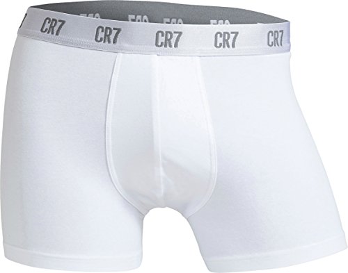 CR7 Cristiano Ronaldo - Basic - Bóxers Ajustados para Hombre - Pack de 3 - Blanco - Tamaño L (CR7-JBS-8100-49-100-L)