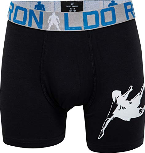 CR7 Cristiano Ronaldo - Boys - Bóxers para niños - Todo sobreimpreso - Pack de 2 - Negro/Azul - Tamaño 134/140 (7-9 años) (CR7-8400-51-AOP-533-134/140)