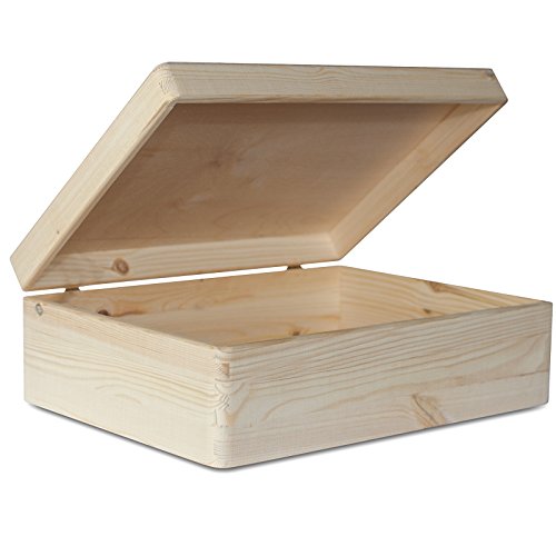 Creative Deco XL Grande Caja Madera para Decorar con Tapa | 40 x 30 x 14 cm (+/-1cm) | con Tapa Cofre para Decorar | para Almacenar Documentos, Objetos de Valor, Herramientas