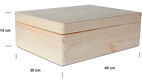 Creative Deco XL Grande Caja Madera para Decorar con Tapa | 40 x 30 x 14 cm (+/-1cm) | con Tapa Cofre para Decorar | para Almacenar Documentos, Objetos de Valor, Herramientas