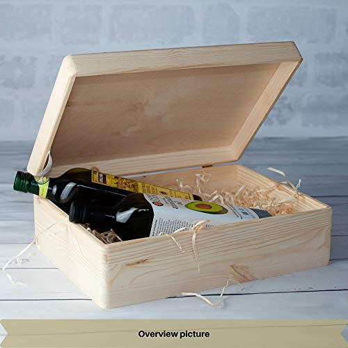 Creative Deco XL Grande Caja Madera para Decorar con Tapa | 40 x 30 x 14 cm (+/-1cm) | con Tapa Cofre para Decorar | para Almacenar Documentos, Objetos de Valor, Herramientas