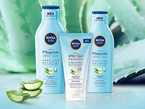 Crema de gel Nivea Sun Sensitiv SOS (175 ml), refrescante after Sun Gel con efecto calmante de la piel, gel con aloe vera orgánico y antioxidante para pieles sensibles