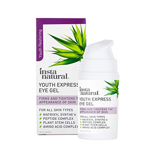 Crema en Gel para Ojos InstaNatural - Reduce Arrugas, Ojeras, Bolsas y Enrojecimiento - Mezcla Antiedad Pura y Orgánica Unisex con Ácido Hialurónico - Levanta la Piel - Tamaño de Viaje -15 ml