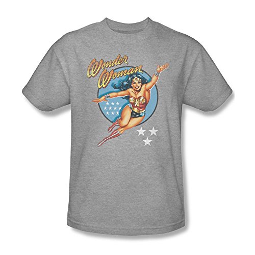 DC Comics La Mujer Maravilla Online Vintage Mens Camisa Manga Corta (Atlético Heather, Medio)