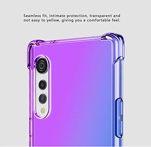 Dedux Funda para LG Velvet 5G, [Refuerzo de Cuatro Esquinas] Carcasa Gradiente Transparente TPU Suave Funda Case (Rosa/Verde)