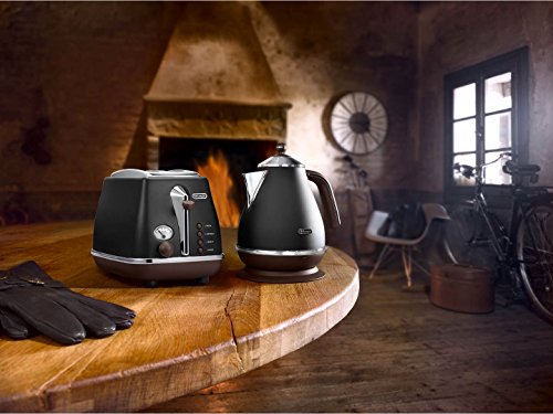 De'Longhi CTOV 2103.BK Tostadora Icona Vintage 900 W, 2 rebanadas, acero Inoxidable, negro