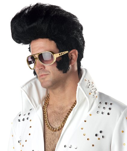 Deluxe Rock N' Roll Elvis Wig Mens Fancy Dress 1950s Celebrity Costume Accessory (disfraz)