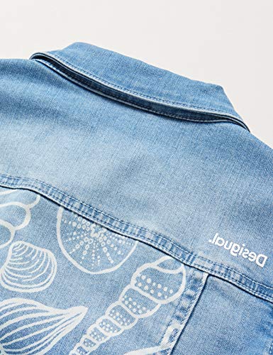 Desigual Chaq_Cerezas Abrigo, Azul (Jeans Vaquero 5053), 116 (Talla del Fabricante: 5/6) para Niñas