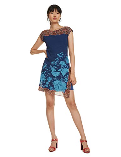 Desigual Dress Short Sleeve Reset Woman Blue Vestido, Azul (Azul Ultramarin 5022), 40 para Mujer