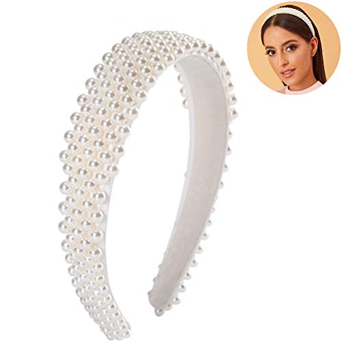 Diadema de Perlas Tocado de Perlas Accesorios para el Cabello para Mujeres … (Blanco)