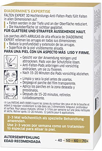 Diadermine - Parches Anti Arrugas de Diadermine - Con activador Hialurónico - 1 paquete de 12 parches