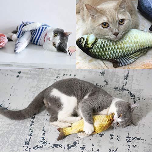 Dioxide Hierba Gatera Juguete, 5PCS Simulación de Peces de Peluche Juguetes Interactivos para Gatos, Almohada de Gato Catnip Fish Toy Chew del Gato para Gatos, Perro