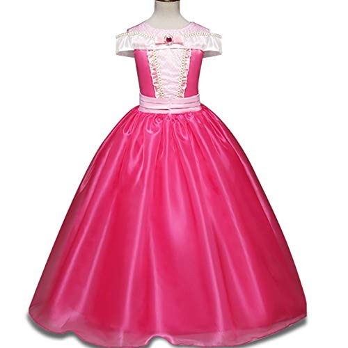 Disfraz de princesa Aurora para niñas de 3 a 10 años, color rosa fuerte Rosa hot pink 4-5 Years, Height 110 cm