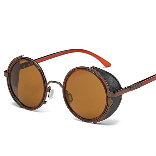 DongOJO Gafas de sol Mujer Gafas redondas Hombres Círculo Vintage Retro Style T 2-Coffee-Tea