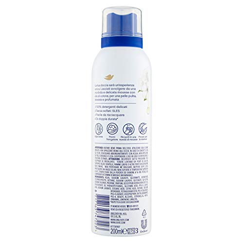 Dove - Mousse de ducha con crema hidratante al aceite de algodón, 200 ml