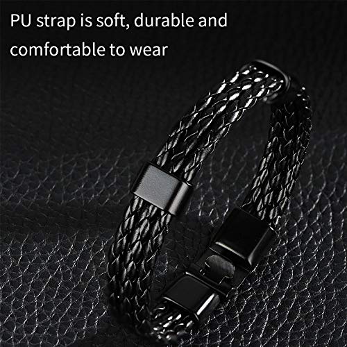 Duevin Pulseras Retro Étnico de Cuero Trenzadas Pulsera Cuero Trenzado Hombre Trenzado Brazalete Ajustable para Hombres Mujeres Leather Wristbands (Negro)