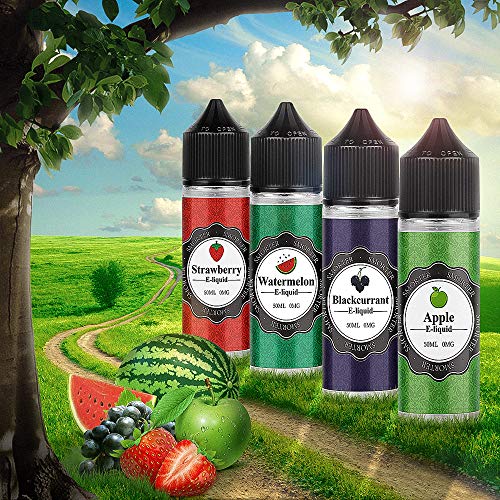 E Liquid 4 paquetes de 50 ml Smorter Vape Liquid E Juice para Vape E Cigarettes Starter Kit Vape Pen Vape Mod, 70/30 Eliquid (sandía + fresa + grosella negra + manzana), sin nicotina