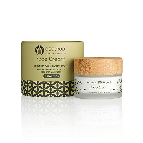 Ecodrop Organic Face Cream | Crema facial diaria avanzada no grasosa para mujeres | 100% ingredientes naturales | Tratamiento hidratante y antienvejecimiento | Vegana