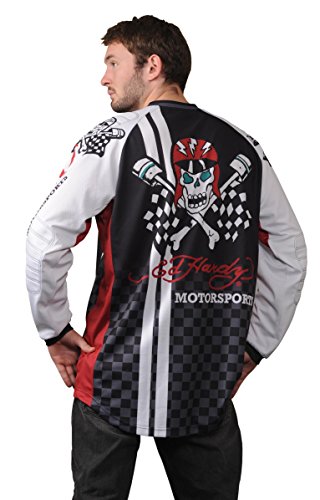 Ed Hardy Motorsports Camiseta de Manga Larga, Multicolor, L