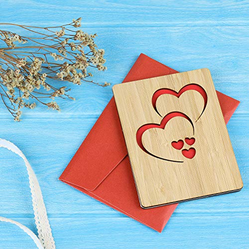 EKKONG Tarjeta Felicitacion, tarjetas agradecimiento boda de bambú con un sobre para el día del padre, cumpleaños, bodas, San Valentín y aniversarios
