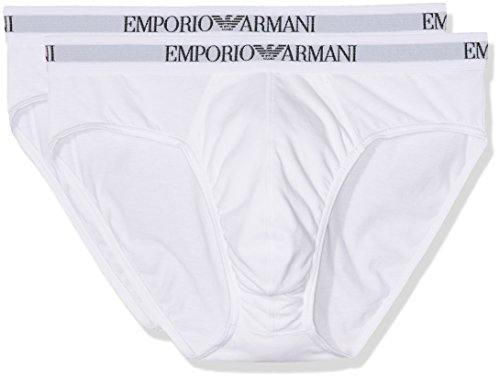 Emporio Armani 111321CC722, Calzoncillos Slip Hombre, pack de 2, Blanco (Bianco/Bianco 04710), L