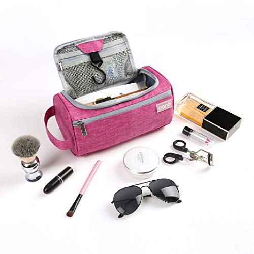 Eono by Amazon - Bolsas de Aseo Neceser Avion Unisexo Neceseres de Viaje Toiletry Bag Neceser Maquillaje con Gancho para Colgar Bolsa de Cosmético Impermeable Organizador de Viaje, Fucsia