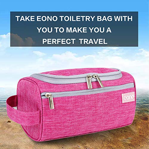 Eono by Amazon - Bolsas de Aseo Neceser Avion Unisexo Neceseres de Viaje Toiletry Bag Neceser Maquillaje con Gancho para Colgar Bolsa de Cosmético Impermeable Organizador de Viaje, Fucsia