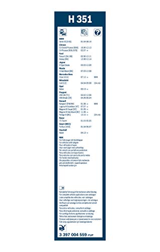 Escobilla limpiaparabrisas Bosch Rear H351, Longitud: 350mm – 1 escobilla limpiaparabrisas para la ventana trasera