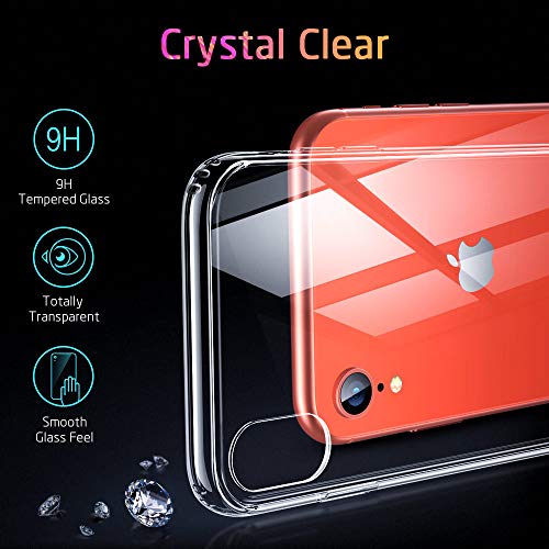 ESR Funda para iPhone XR Cristal Templado [Imita la Parte Posterior del Vidrio del iPhone XR] [Resistente a los Arañazos] + Borde de Silicona Suave para Apple iPhone XR de 6.1"-Transparente