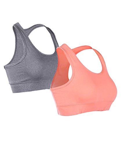 EUFANCE Mujeres 2 Pack Racerback de Yoga Deportivo de Entrenamiento Sujetador Inconsútil de la Comodidad Activo en la Parte Superior del Tanque XL