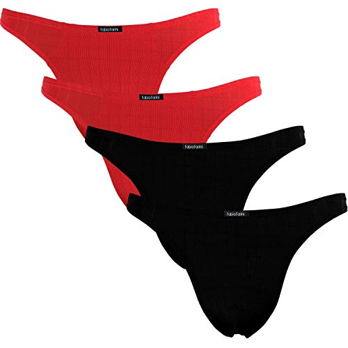 Fabio Farini - 4-Pack de Tangas Masculinas para Hombres en Rojo o Negro 2X Rojo, 2X Negro L