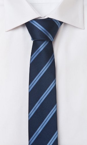 Fabio Farini - Corbata de hombre elegantemente a rayas para la boda, confirmación, bola en 6 u 8 cm para elegir azul marino azul oscuro Clásico (8cm)