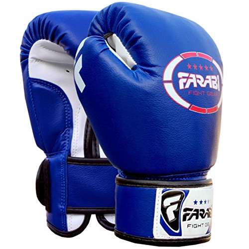 Farabi Sports - Guantes de boxeo para niños (piel sintética, 113 g), color azul