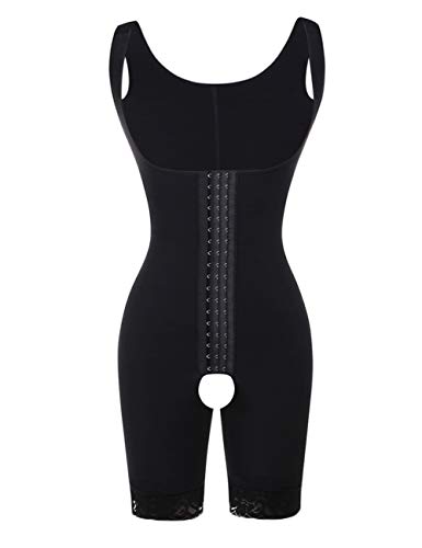 FeelinGirl Mujer Faja Reductora Chaleco sin Costura Corsé Bustier Ajustable Tirantes Faja Aabdominal Negro L/Talla 40-42