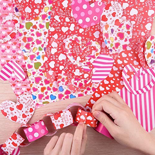 FEPITO Juego de papel con patrón de San Valentín de 90 hojas, papel decorativo de 14 x 21 cm para hacer tarjetas de álbum de recortes DIY Suministros de decoración para el día de San Valentín