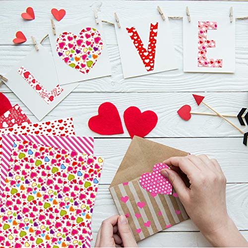 FEPITO Juego de papel con patrón de San Valentín de 90 hojas, papel decorativo de 14 x 21 cm para hacer tarjetas de álbum de recortes DIY Suministros de decoración para el día de San Valentín