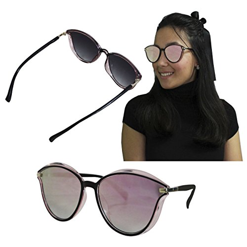 FERETI Gafas De Sol Mujer Rosa Dorado Pasta Vintage Moda Fashion Elegante Joven